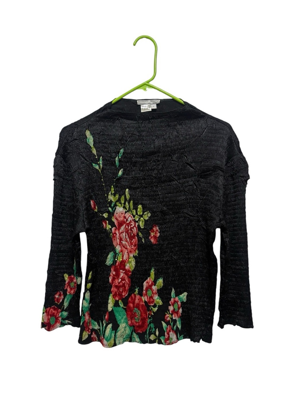 Alberto Makali Black Long Sleeve crinkle  Top